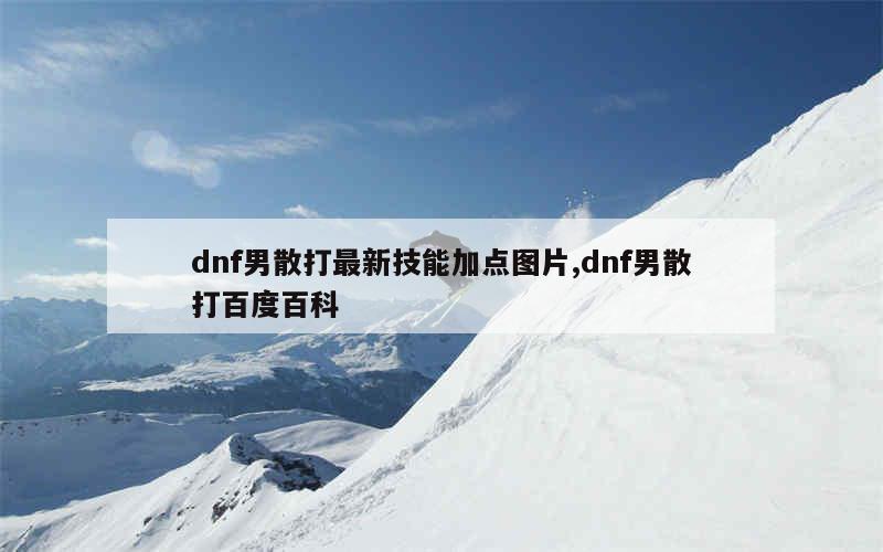 dnf男散打最新技能加点图片,dnf男散打百度百科